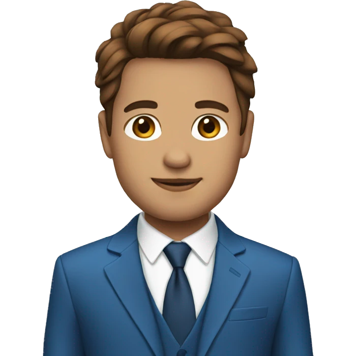 Blue suit brown hair emoji
