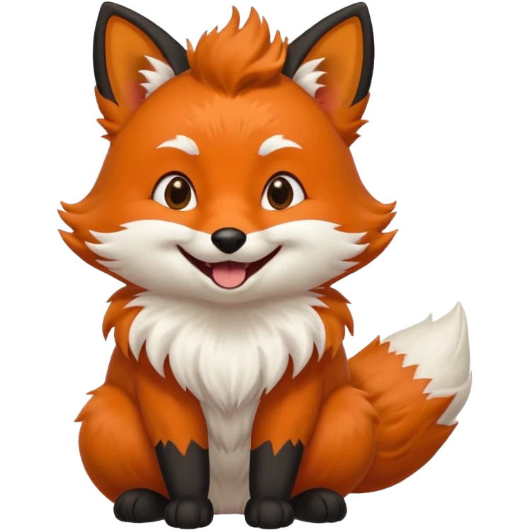 Floofy the Creampuff fox blackish away laughing, chubby. Black paws orange color emoji