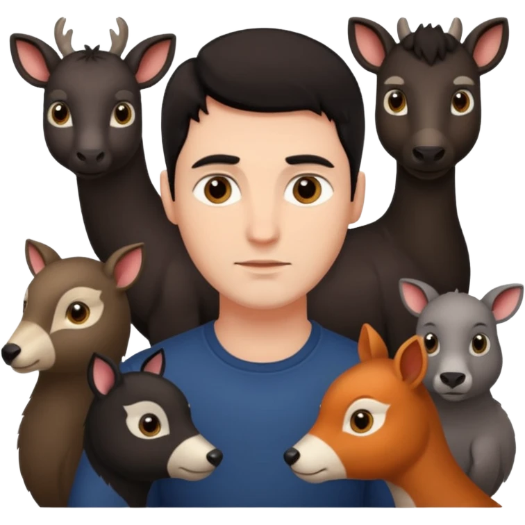 GRANJERO PIEL CLARA Y PELO OSCURO CON ANIMALES A SU ALREDEDOR QUE SEA HOMBRE emoji