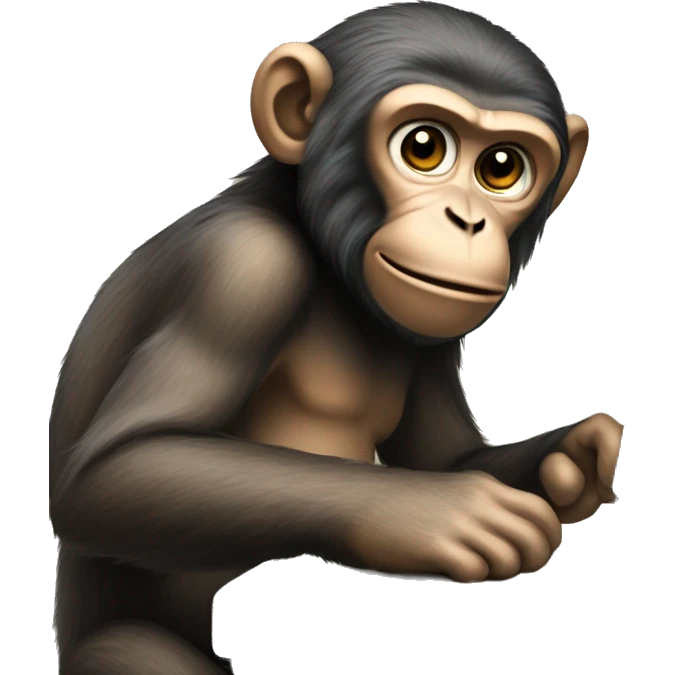 A monkey at a computer. There's a lot of money next to it. emoji