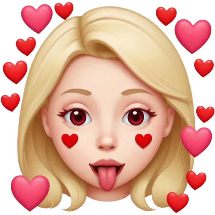 A cross eyed unisex with their tongue out far with Valentine’s Day decor/hearts around eyes facing different directions emoji