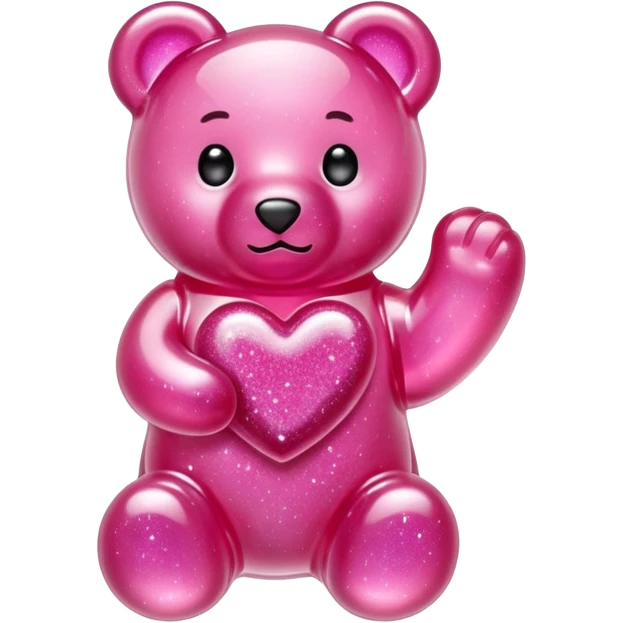 transparent pink gummy bear heart glitters pink emoji
