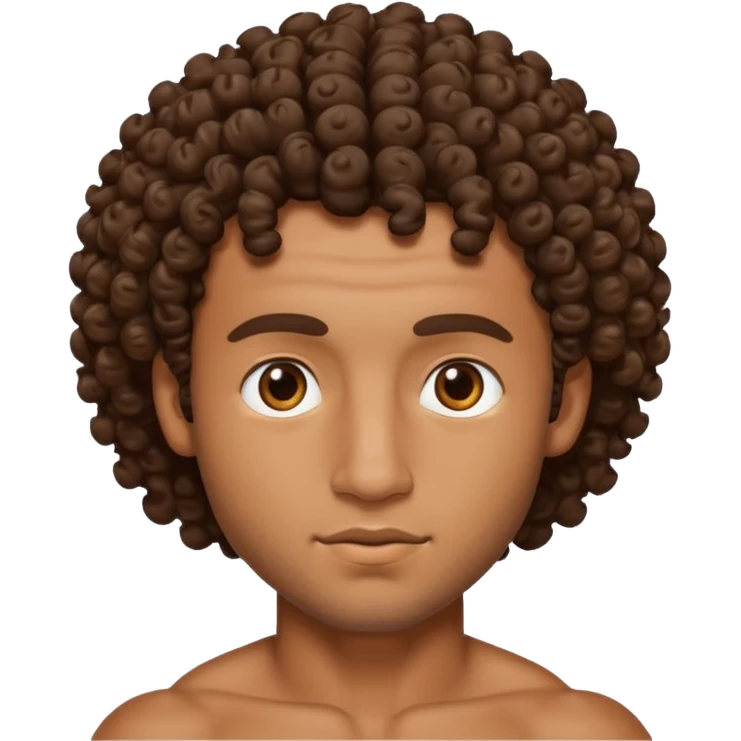 chico moreno con rulos y abdomen marcado emoji