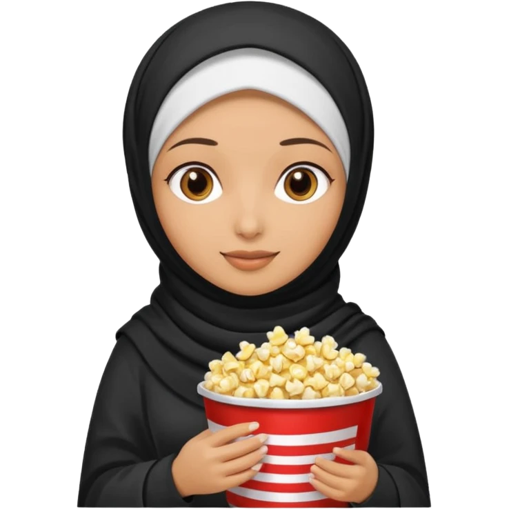 a hijab holding a bucket of popcorn emoji