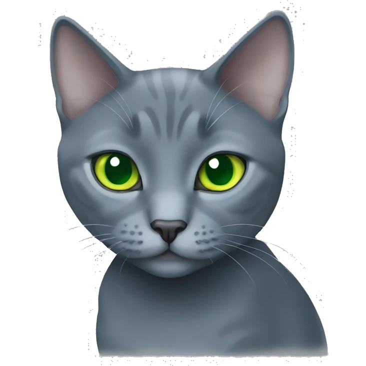 green eyes russian blue cat sitting  emoji