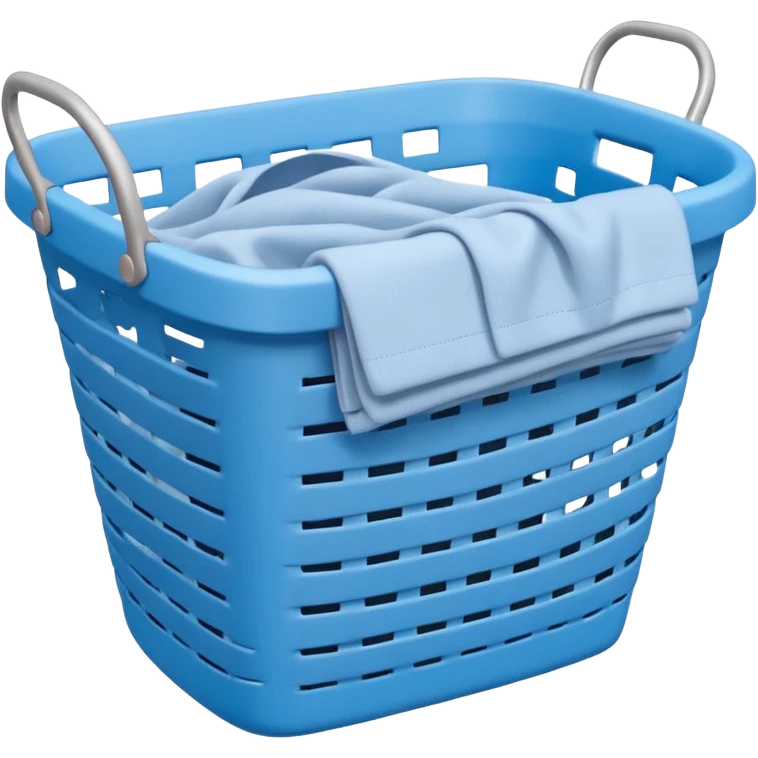 white LAUNDRY BASKET WITH FOLDED blue CLOTHES emoji