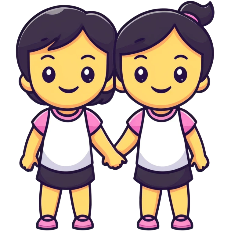 two girls friends smiling emoji