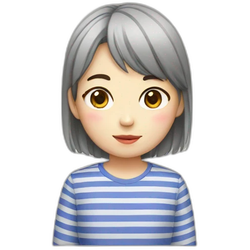 korean girl with striped shirt emoji