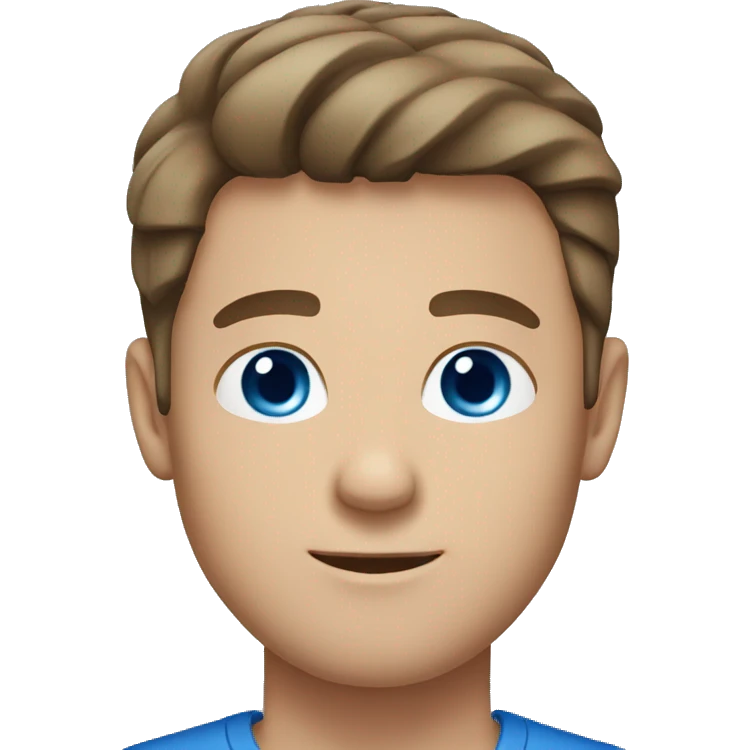 men, brown hair, white, blue eyes, short hair emoji
