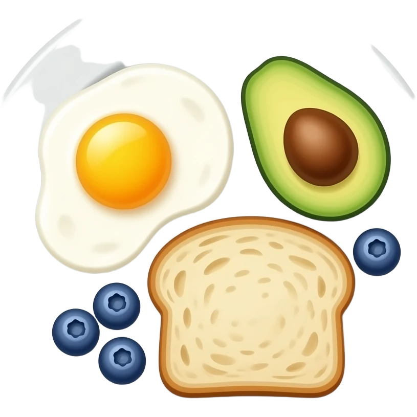 plate with eggs avocado blueberries sourdough emoji