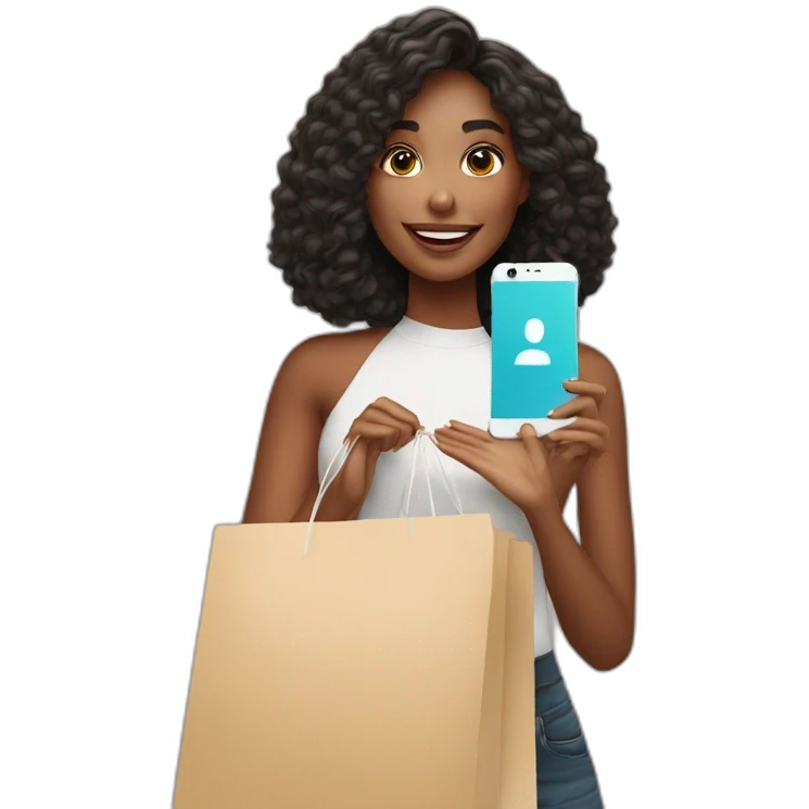 influencer taking selfie with a shopping bag emoji