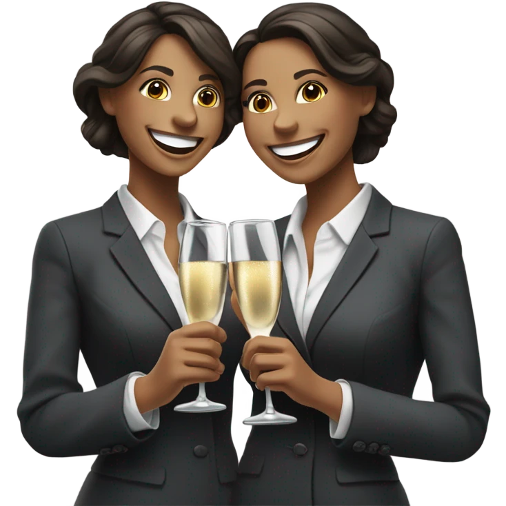 businesswoman duo brunette girls celebrating emoji