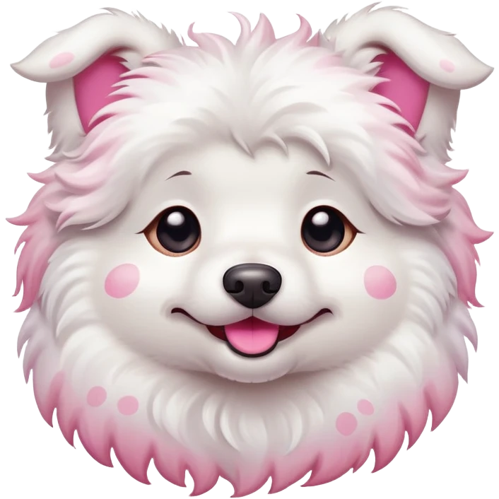 A white dog with pink spots winking emoji