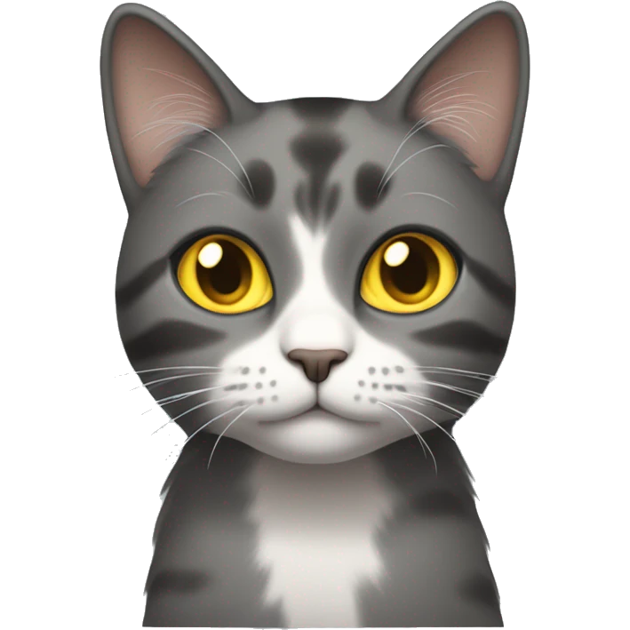 Gary cat with long hair，she is a girl ，with big yellow eyes。 emoji