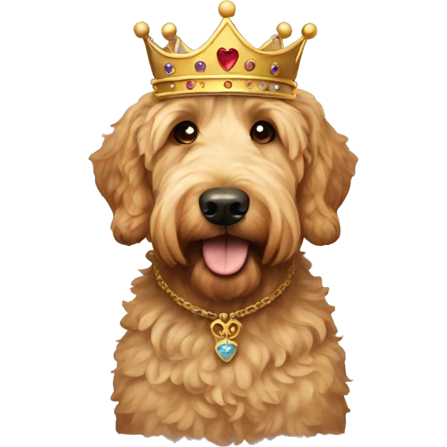 Golden doodle with a crown emoji