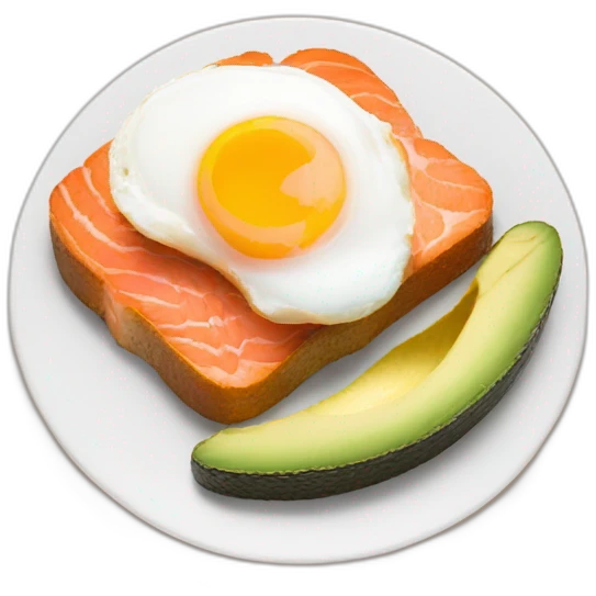 toast with avocado, salmon and poached egg emoji