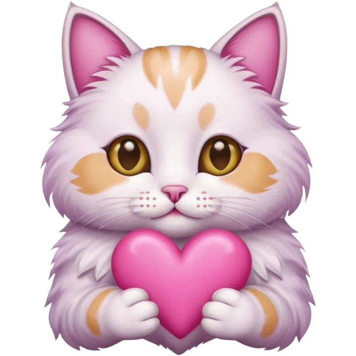 Cat with a pink heart in his hands emoji