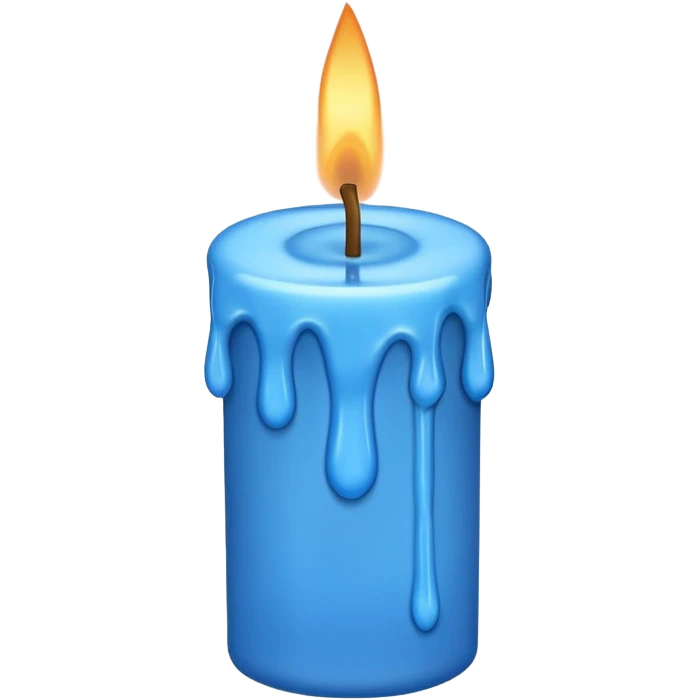 Dripping blue candle, at a 45 degree angle, wax dripping down emoji