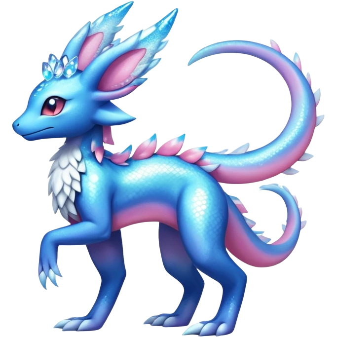Colorful Shiny Exotic Amaura-Salandit-Aurorus-Sylveon-Fakémon-hybrid-creature (full body)  emoji