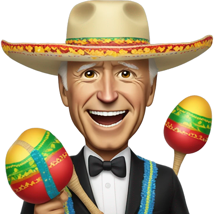 Joe biden in a sombrero holding maracas  emoji