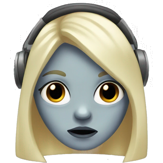 pale zombie girl with blonde hair and headpohones emoji