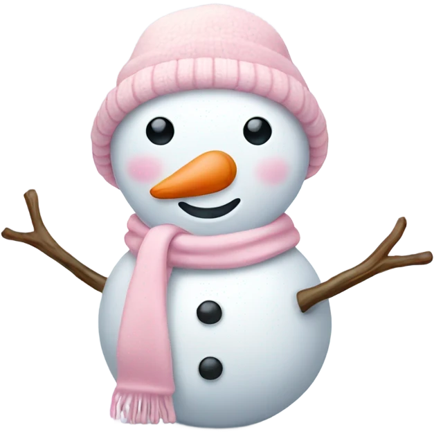 Cute white and light pink snowman emoji