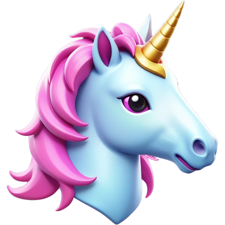 Clash of Clans aesthetic: Cinematic Playful Unicorn Mount Emoji, rendered in a 3D vector-style similar to standard emojis with minimal shading and bold, simplified shapes. A compact, isometric majestic unicorn with a spiraled horn and flowing mane, softly glowing with a magical celestial charm. Simplified yet unmistakably iconic, highly detailed and consistent, glowing with a soft radiant brilliance and high shine. Stylized with a touch of enchanted fantasy and a soft glowing outline, capturing the essence of a mythical mount with a friendly, playful elegance! emoji