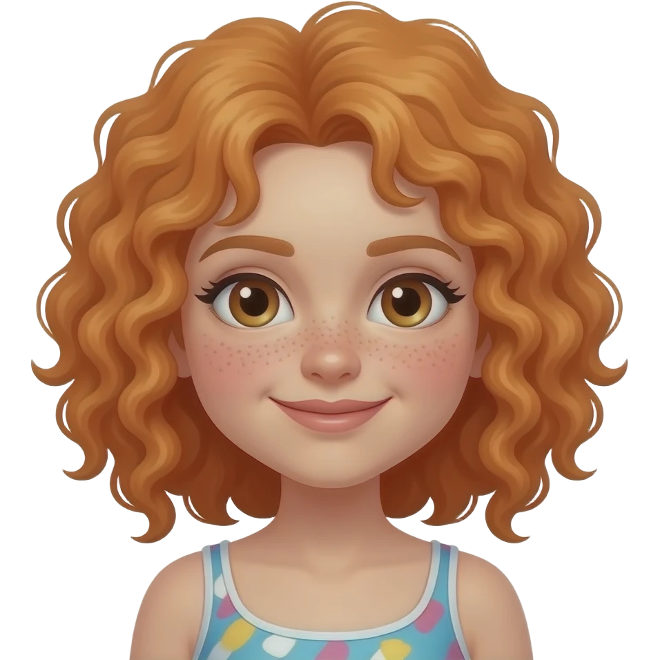 Fille rousse bouclés tâches de rousseur natation emoji