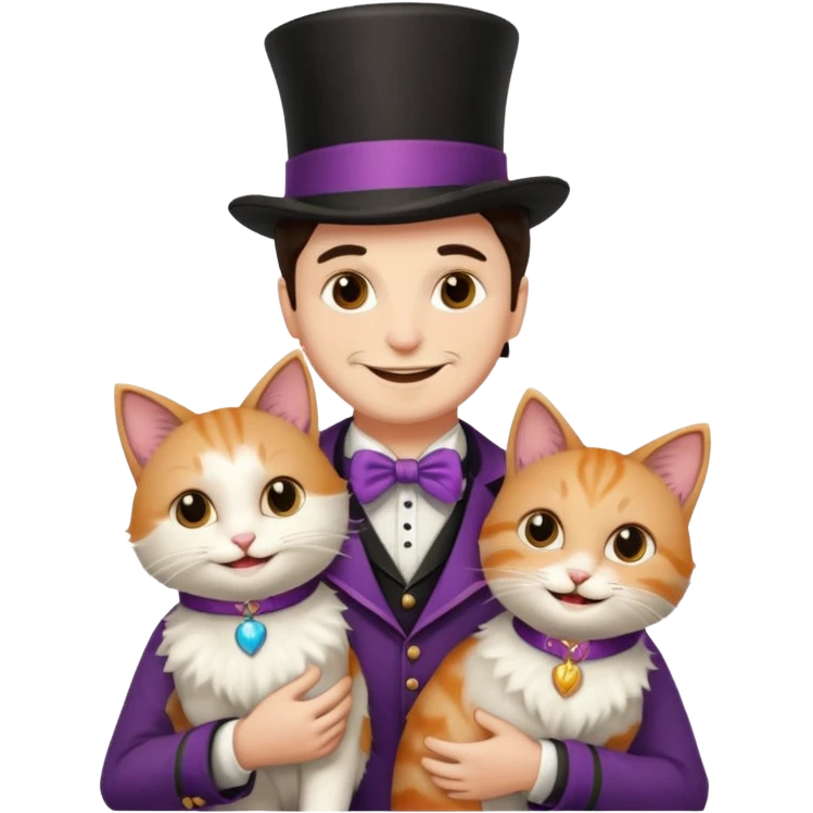 magician couple and their pet cat emoji