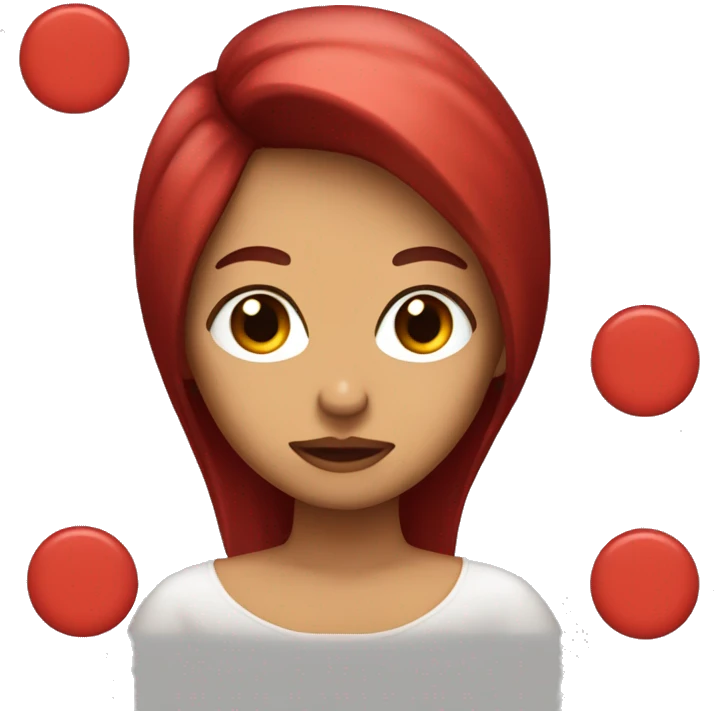 chica con pelo rojo, ojos marrones y pearcing en la nariz emoji