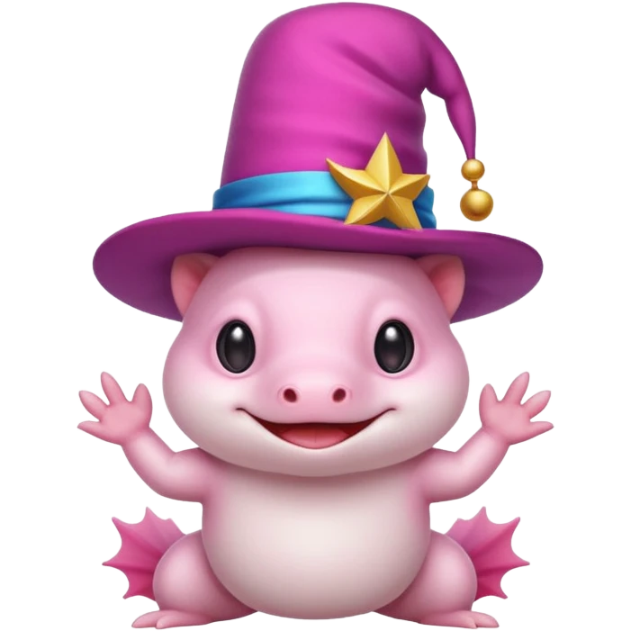 white axolotl with magician hat emoji