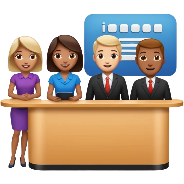 some people standing at near hotel reception emoji