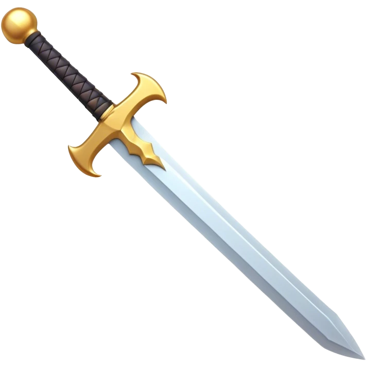 Clash of Clans aesthetic: Cinematic Playful Pixel 3D Sword Emoji, rendered in a 3D vector-style similar to standard emojis with minimal shading and bold, simplified shapes. A compact, distinct form with signature details, softly glowing with a pixelated adventure charm. Simplified yet unmistakably iconic, highly detailed and consistent, glowing with a soft radiance and high shine. Stylized with a touch of classic pixel-art charm and a soft glowing outline, capturing the essence of a beloved gaming relic with a friendly, playful manner! emoji