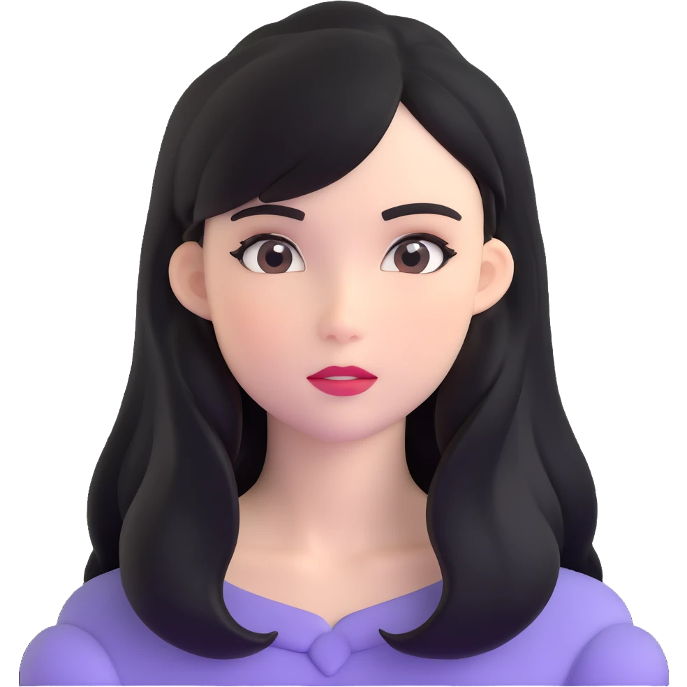 black long hair girl with soft makeup emoji