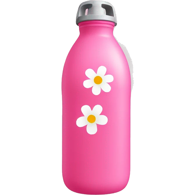 Pink water bottle with flowers on it emoji