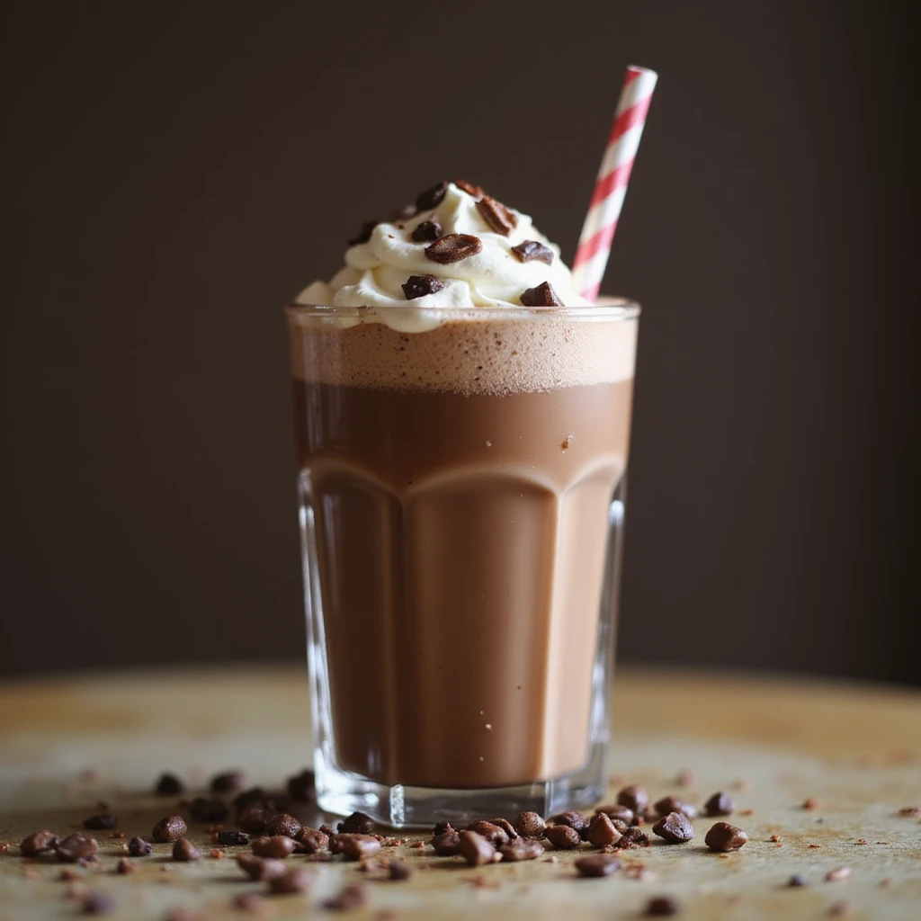 a chocolate milkshake, realistic style emoji