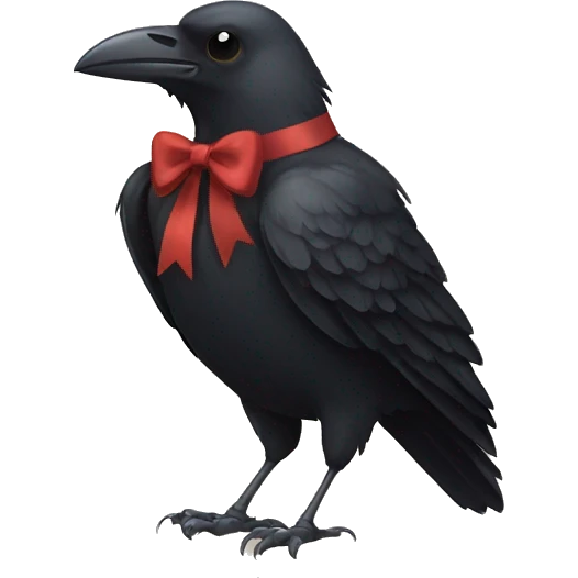 A crow wearing a bow emoji