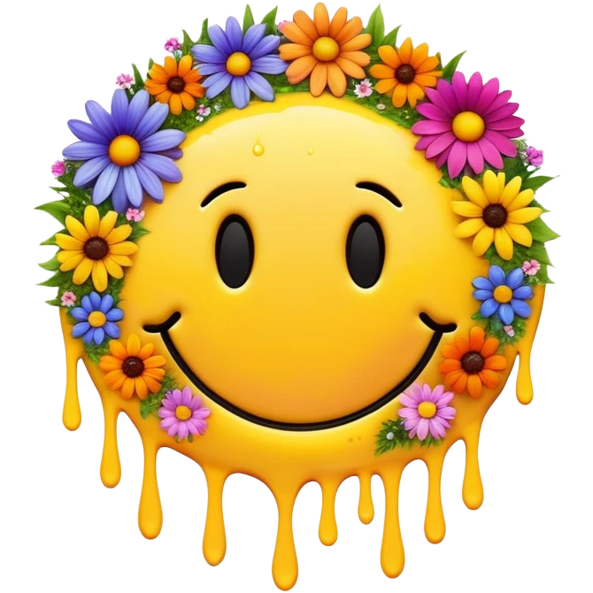 smiley melted garden flowers  emoji