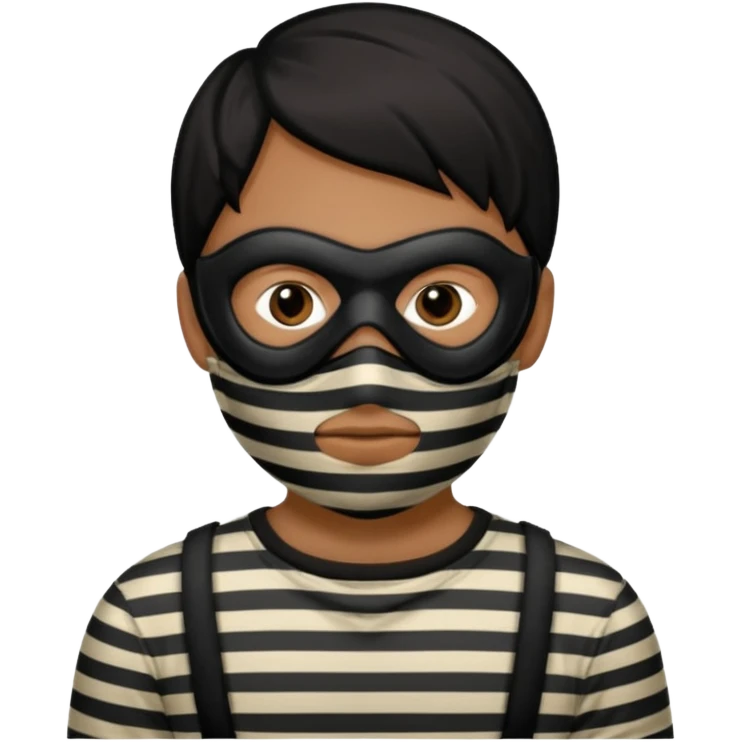 thief, with stripped shirt, facemask emoji