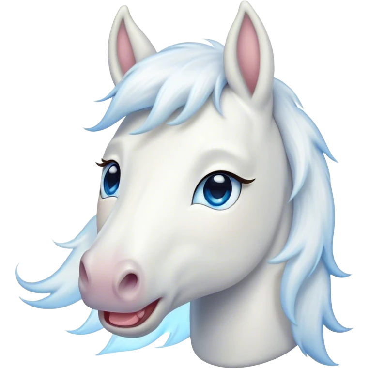 Cinematic Cute Yawning White Horse Portrait Emoji, Head tilted slightly with a dramatic, wide-open yawn, revealing a soft white fur with a subtle shimmer, floppy ears slightly drooping, round blue eyes barely open in drowsy contentment, Simplified yet irresistibly adorable features, highly detailed, glowing with a soft, cozy glow, high shine, relaxed yet expressive, stylized with a touch of whimsy, bright and endearing, soft glowing outline, capturing the essence of a sleepy yet affectionate horse, so drowsy it feels like it could stretch out of the screen and curl up for a nap! emoji