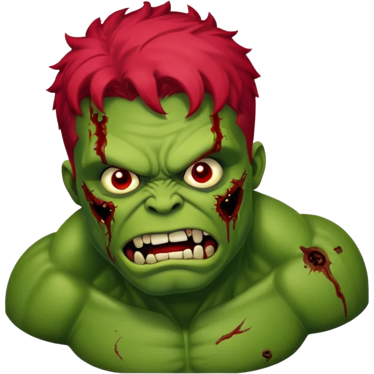 Zombie hulk with red hairface emoji