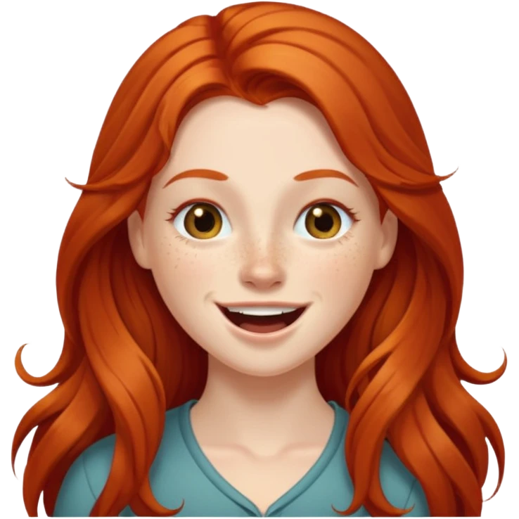 Excited long haired redhead winking emoji