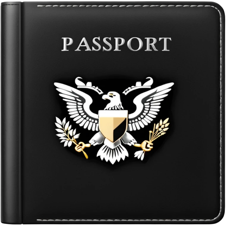 black passport with minimal silver details emoji