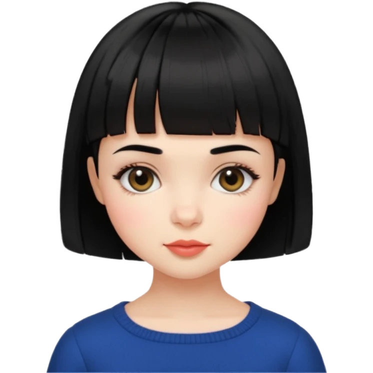 Gorgeous french girl short french haircut baby bangs black hair Amelie Beautiful Blushing Petite Girl with beautiful hair aesthetic emoji