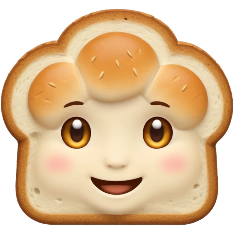 Friendly bread emoji avatar, cute and minimalistic style, warm eyes and gentle smile, flat design, soft shapes, clean modern look, highly recognizable at small sizes, centered composition, transparent or solid background, app icon quality. emoji