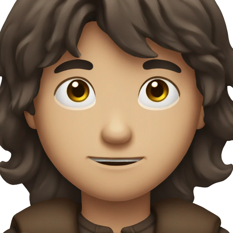 dark brown long hair boy with small moustache emoji