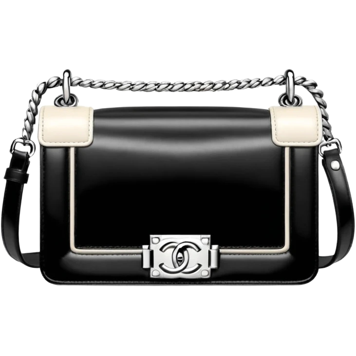 chanel le boy plain white bag emoji