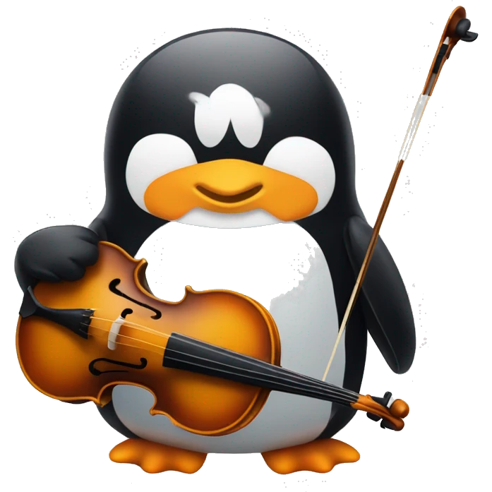 Penguin with violin emoji