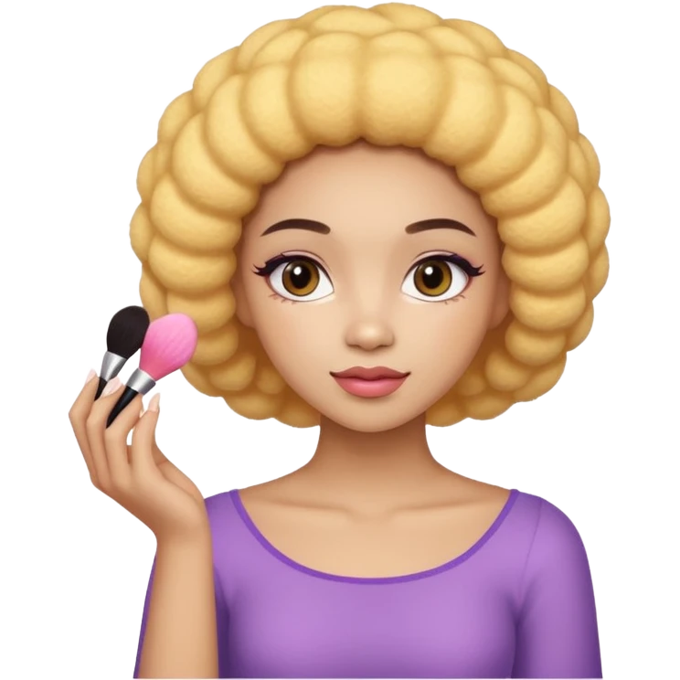Light skin female holding makeup fluffy sponge in left hand  emoji