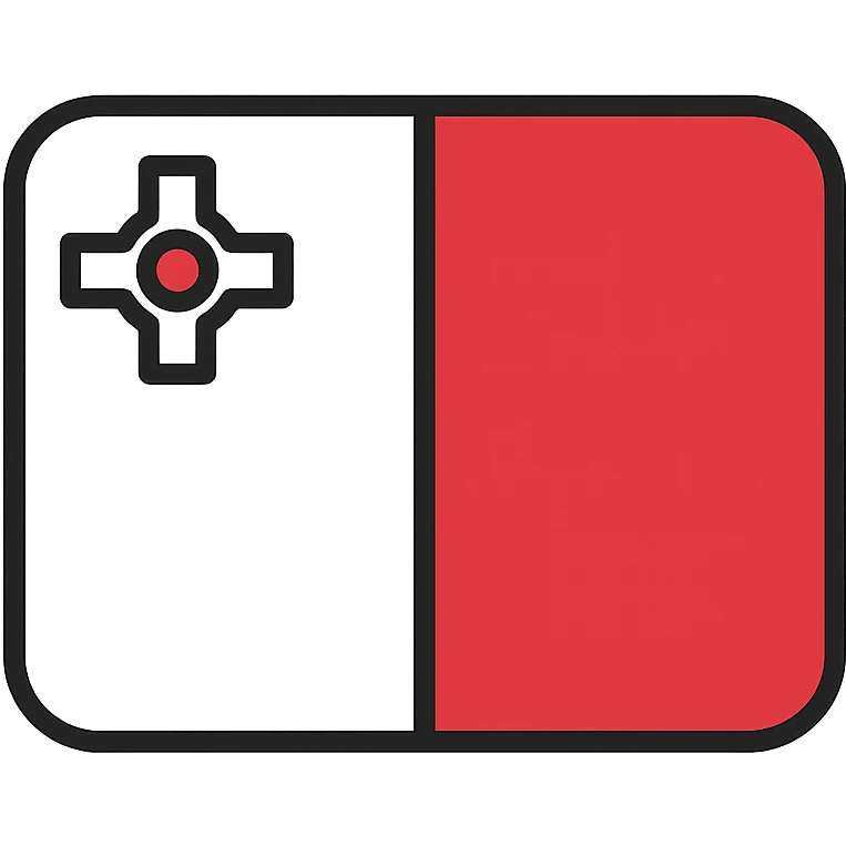 national flag of Malta, simple rectangular flag with white on the hoist side and red on the fly side, small George Cross outlined in gray in the upper hoist corner, flat icon style emoji